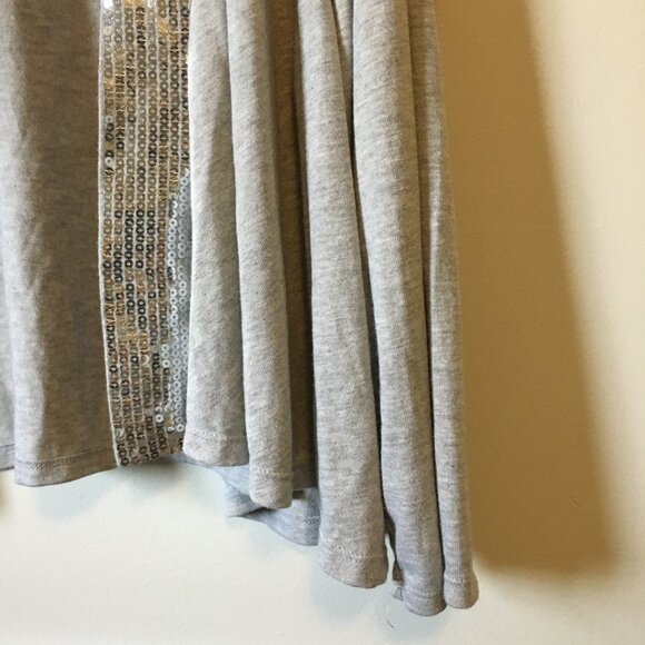 Heathered Grey Silver Sequin Trimmed Open Cardigan - Picture 5 of 15